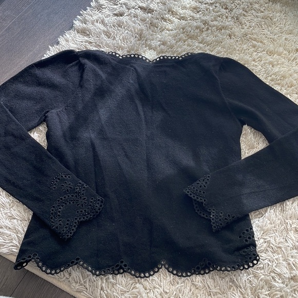 BY MALENE BIRGER | Black Eyelet Knit Cardigan Top - Picture 7 of 10